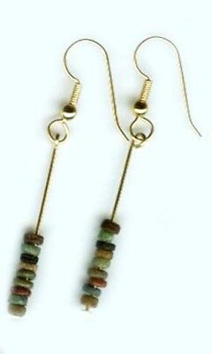 Colorful Ancient Egypt Faience Silica Ceramic Proto Glass Earrings BC1100 14ktGF