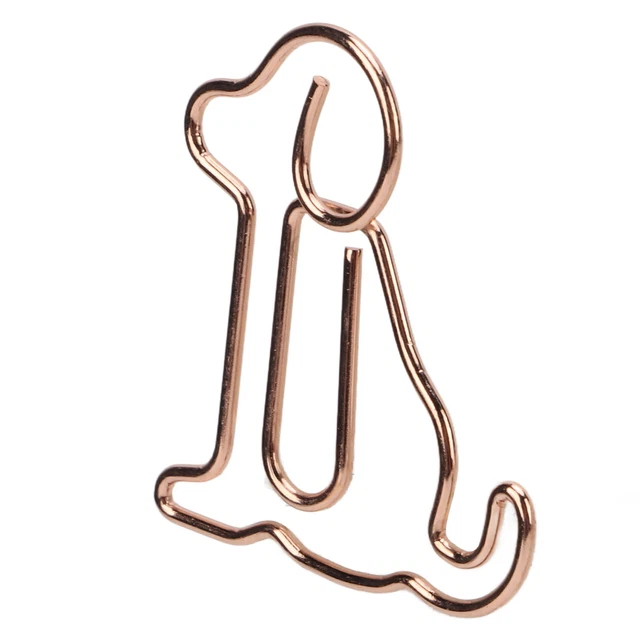 20Pcs Cute Dog Shaped Paper Clips Rose Gold Journal Paper Clips Metal Bookmark
