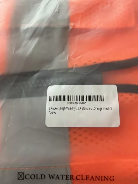 Mesh Reflective Safety Vests with Pockets Zipper High Visibility Orange Sz S