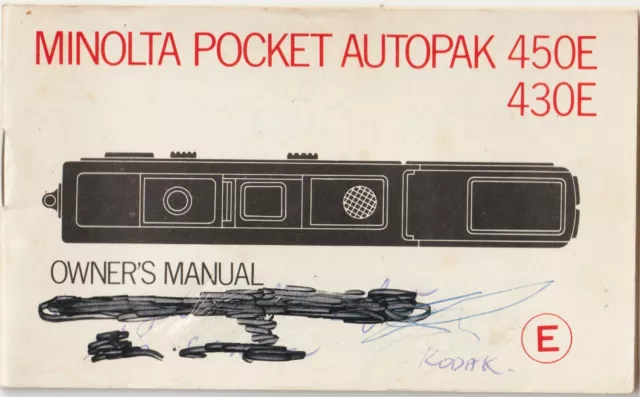 Vintage Minolta Pocket Autopak Camera Manual Instructions Guide Booklet Book