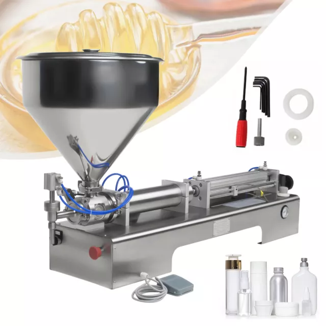 Liquid Paste Filling Machine 600ml Cream Cosmetic w/ 40L Hopper Pneumatic Filler