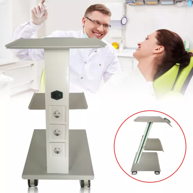 3 Shelves Dental Trolley Built-in Socket NICE Cart Mobile Instrument Cart White
