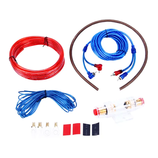 1Set Car AMP Speaker Audio Wire Subwoofer Sub RCA Amplifier Cable AGU FUSE