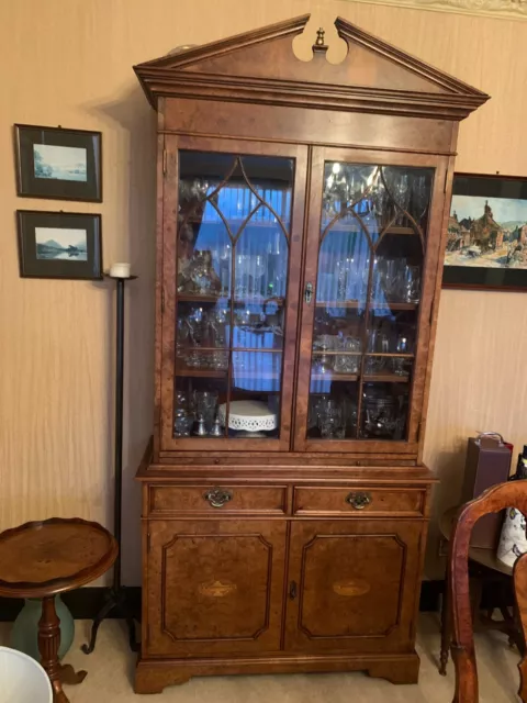 Vintage Queen Anne Style Walnut Drinks / cocktail Cabinet