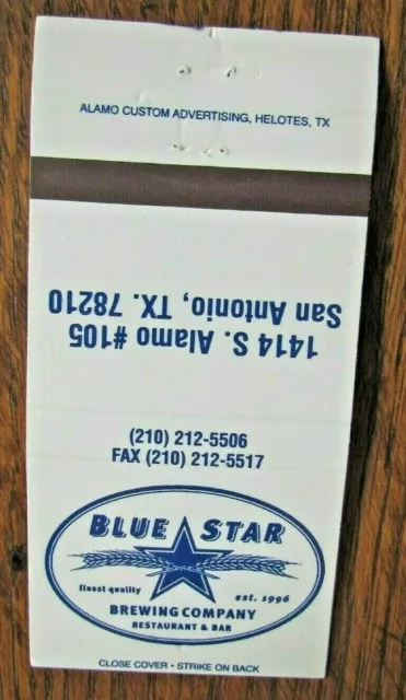 Blue Star Brewing Co. Brew Pub (San Antonio, Texas) Beer Matchbook Matchcover F1