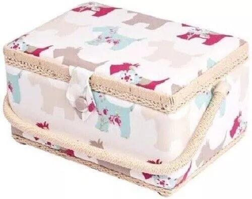 Scottie Dogs Sewing Basket Craft Box Hobby Gift medium storage NO TRAY