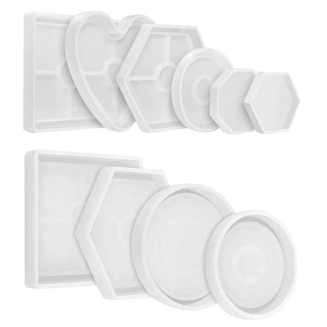1Set Coaster Cup Mat Mold Multi-form Silikon Form für DIY Epoxy Harz Gießen