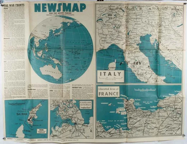 ASIA WORLD WAR II MAP / Far East Newsmap for the Armed Forces 250th Week 1944 2