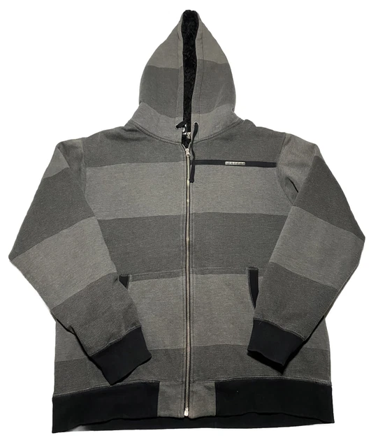 VTG Volcom Stone Men’s Hoodie Zip Up Sz L Pullover Y2K Sherpa T5