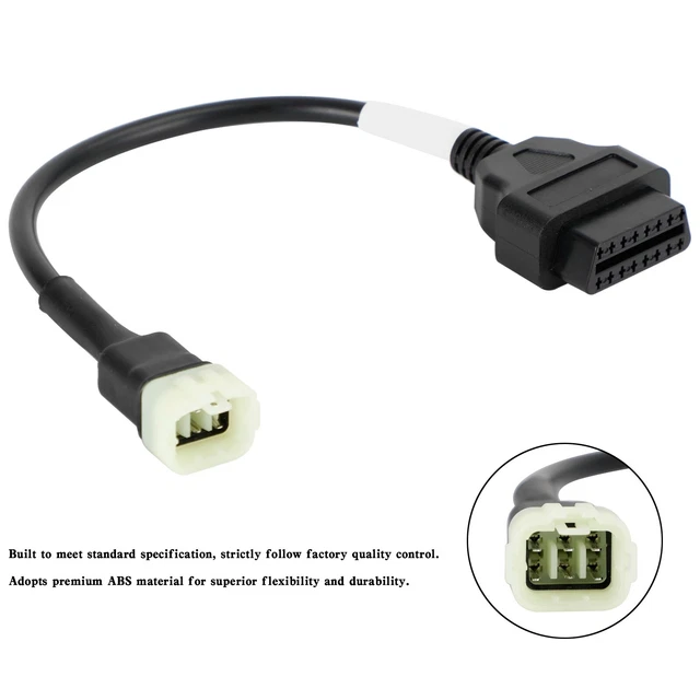 KASturrboo Câble OBD2 Diagnostic Moto 3/4/6 Broches - Adaptateur Pour Honda, Suzuki, Yamaha - Connecteur 16 Broches Vers Moto, CANBUS & K-Wire