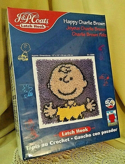 Kit De Gancho Charlie Marrón Pestillo Nuevo Abrigos J&P 25083 50Th Anniv Peanuts Alfombra Feliz.