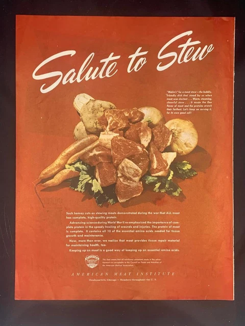 Magazine Ad* - 1946 - American Meat Institute - Beef Stew