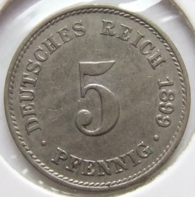 Münze Deutsches Reich Kaiserreich 5 Pfennig 1899 J in fast Vorzüglich