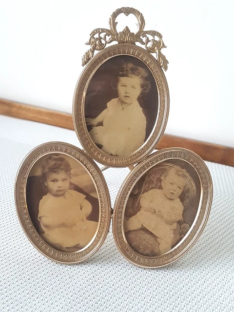 10X15 Cadre Photo En Bois Rustique Pliant À Charnière Triple Cadres