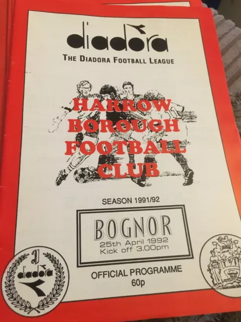 Harrow Borough v Bognor Regis Town 1991/92 DFL