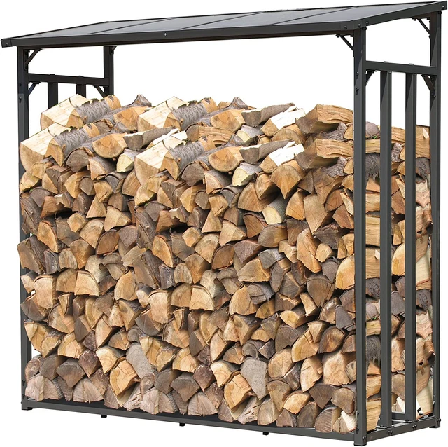 Scaffalatura in Metallo per Legna Da Ardere, 143 X 70 X 145 Cm, 1.4 M³, Colore: