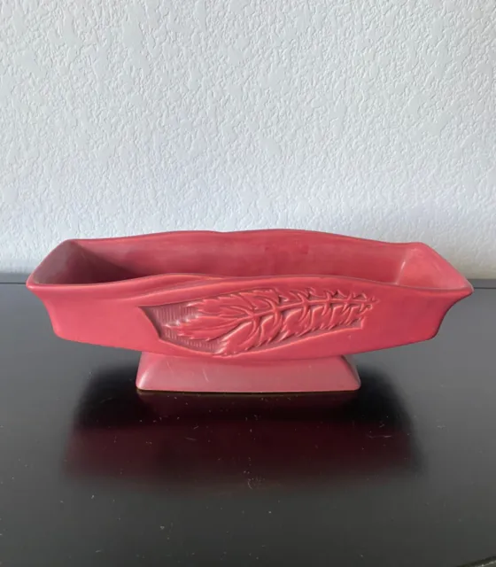 Roseville Pottery Silhouette 1950 Red Mid Century Modern Bowl 730-10