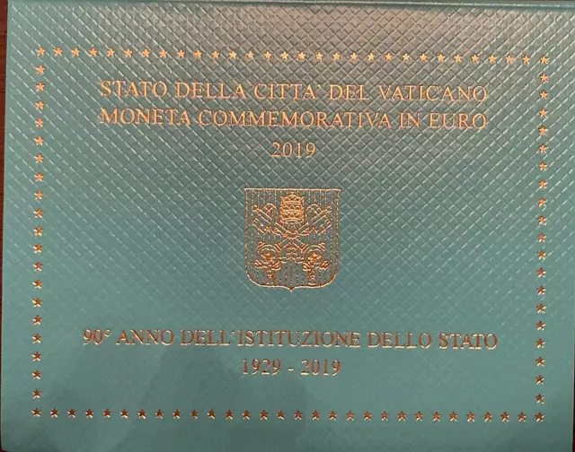 Citta' del Vaticano 2 euro 2019  90° ISTITUZIONE DELLA CITTA'  STATO VATICANO