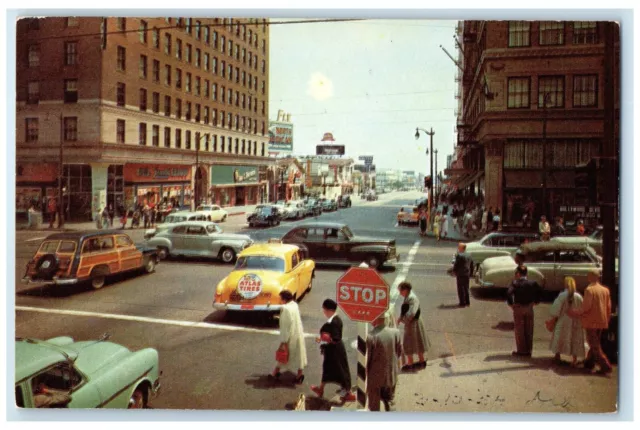 Hollywood California Postcard Hollywood Vine Corner Exterior Street 1960 Vintage