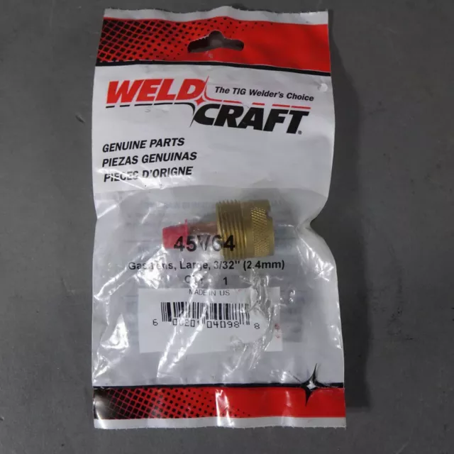 Genuine Weld Craft 45V64 Large Gas Lens 3/32" 2.4mm TIG Made in USA