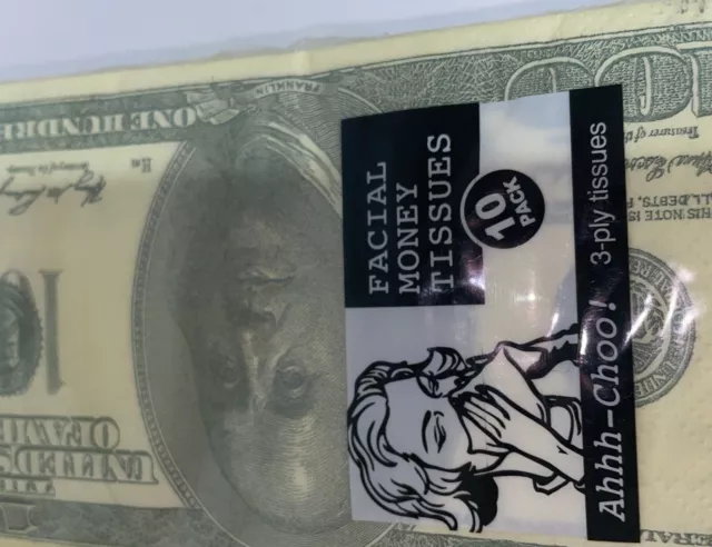 $100 Dollar Bill-10 Pack- Novelty Fun Facial-Tissue Napkins Fake Money Gag Gift 3