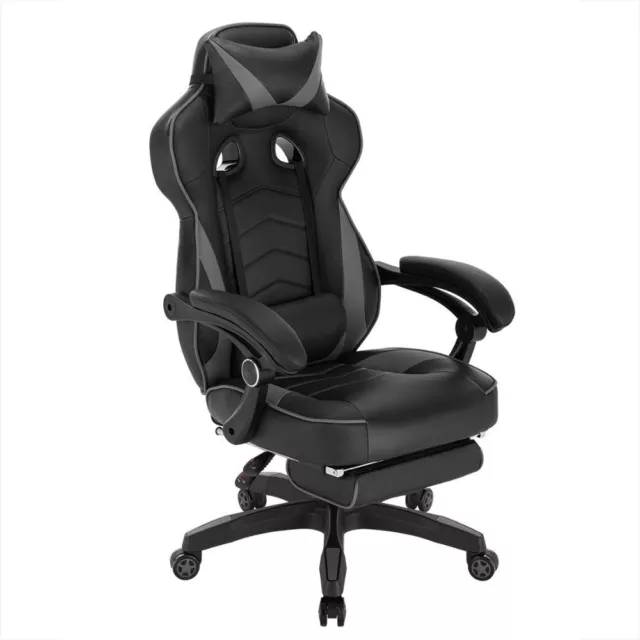 Gaming Chair Desk Chair Sports Seat with Headrest Lumbar Cushion with Footrest