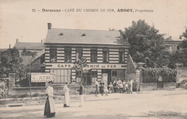CPA 51 DORMANS Café du Chemin de Fer ADNOT Propriétaire