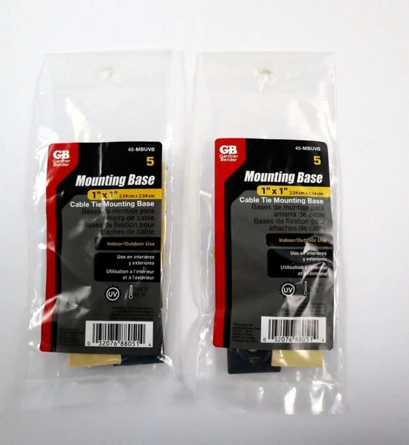 2 PACK Gardner Bender 45-MBUVB Black Cable Tie Mounting Base NEW