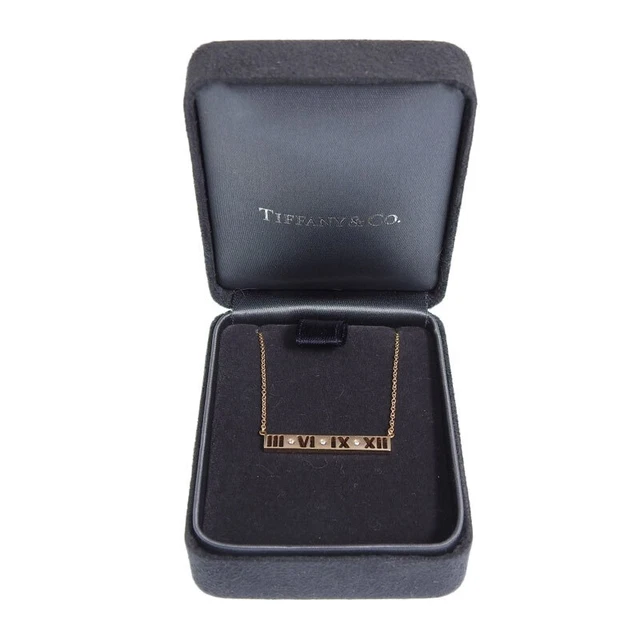 TIFFANY&Co. Necklace Pendant Atlas Bar Diamond 750 K18 YG Yellow Gold authentic