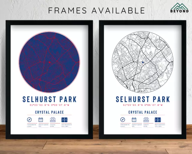 CRYSTAL PALACE Selhurst Park Stadium Map Prints & Frames Gift Decor Him Dad