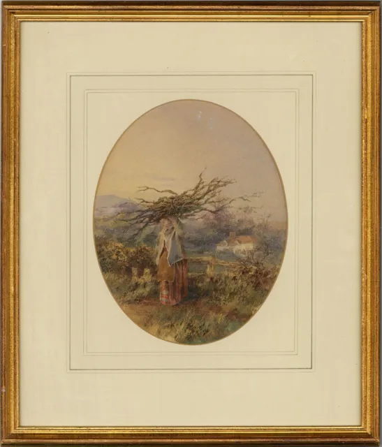 Framed Early 19th Century Watercolour - The Faggot Gatherer