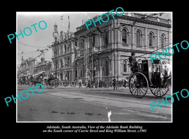 OLD POSTCARD SIZE PHOTO ADELAIDE SOUTH AUSTRALIA ADELAIDE BANK BUILDING c1901
