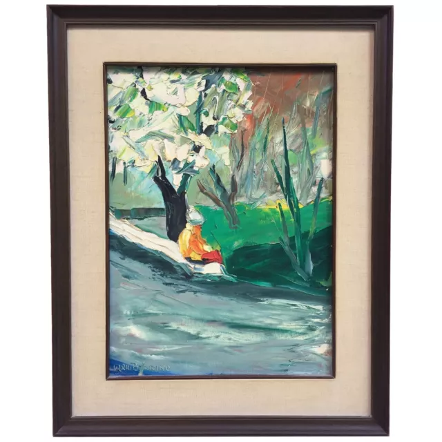 MARIO BERRINO 1920- 2011 - Quadro Dipinto Olio su Tela - Paesaggio Donna Albero