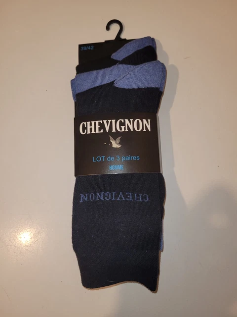 Lot De 3 Paires Chaussettes Chevignon 39-42 Pour Homme Neuf