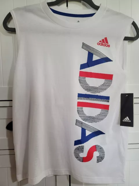 Boys Kids Youth Adidas Tank Top NEW White Size Large  14/16