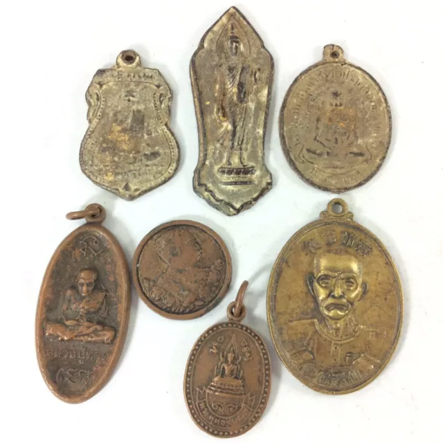 Rare 7 Coin Thai Amulet TALISMAN Pendant Charm Magic Coins Powerful Protect b6