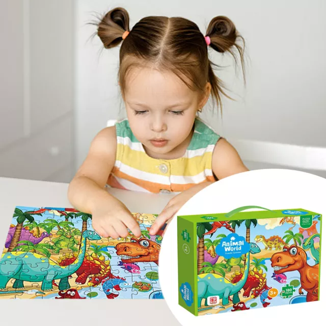 180pcs Early Education Jigsaw Toy For Kids Gift Learning Dinosaur Animal Paper