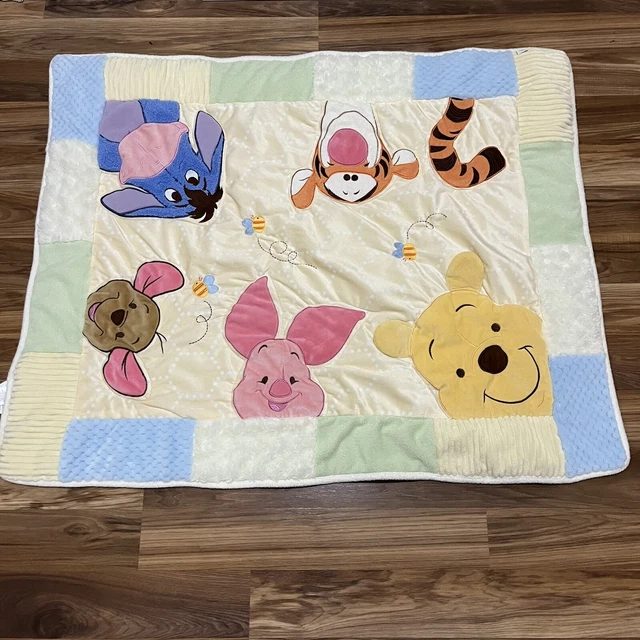 Vintage Disney Winnie the Pooh Friends Baby Quilt Tigger Eeyore Piglet Roo 36x43