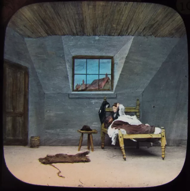 Glass Magic Lantern Slide MOTHERS LAST WORDS NO10 C1890 PHOTO VICTORIAN TALE