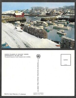 Old Massachusetts Postcard - Winter Stillness at Rockport Harbor - Cape Ann