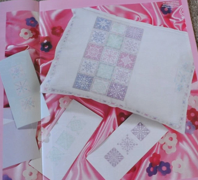 Cross Stitch Chart Sparkling Snowflakes Pastel Shades Christmas Cushion Sampler