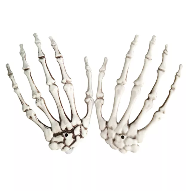 1 Pair Halloween Skeleton Plastic Fake Human Hand Bone Realistic Scary Props B