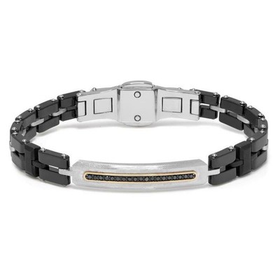 Baraka BARAKA Bracciale con oro rosa 18kt Diamanti steel pvd blu BR28203 bracelet 19 cm 
