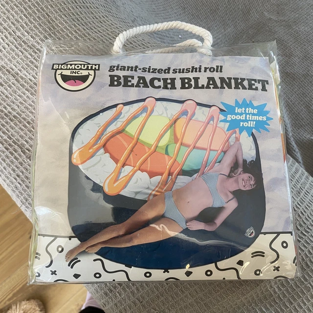 Asciugamano da spiaggia sushi roll gigante nuovo con etichette