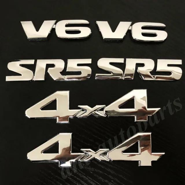 6pcs Metal Chrome SR5 V6 4X4 Car Trunk Rear Fender Emblem Badge Decal Sticker