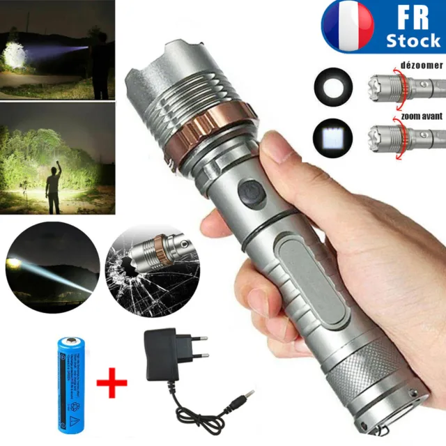 2500000LM LED Lampe Frontale Rechargeable Tactique Ultra Puissante