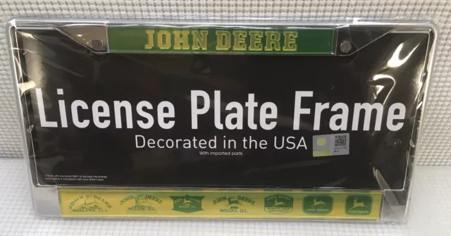 John Deere License Plate Frame. Brand New In Original Packaging.