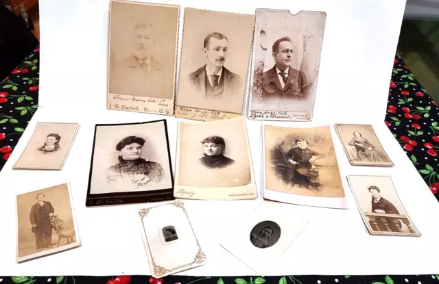 CDVs, Cabinet Cards, Tintypes - Photo Lot of 12