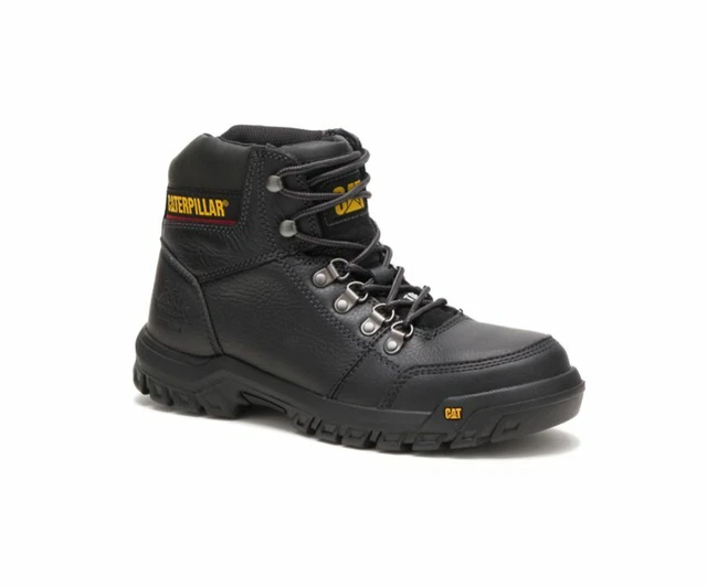 CAT CATERPILLAR MEN'S Outline Steel Toe Black Leather Work Boots P90800