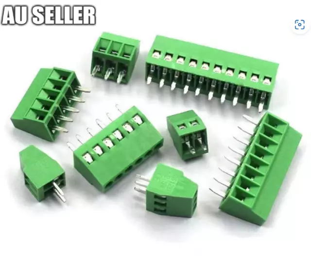 2P/3P/4P/5P/6P/7P/8P/9 Pin 2.54mm Straight Pitch PCB Screw Terminal Block 5 Pack